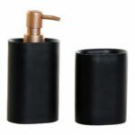 Conjunto de Banho DKD Home Decor 8,5 x 6 x 18 cm Preto Dourado Resina PVC Glam (2 Unidades)