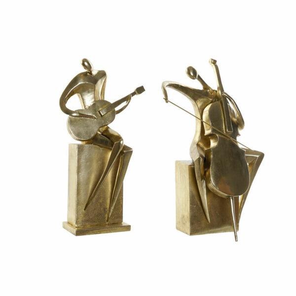 Figura Decorativa DKD Home Decor 31 x 18 x 45 cm Dourado Músico (2 Unidades)