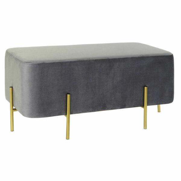 Banqueta DKD Home Decor Cinzento Dourado Metal Poliéster Veludo (91 x 46,5 x 42 cm)