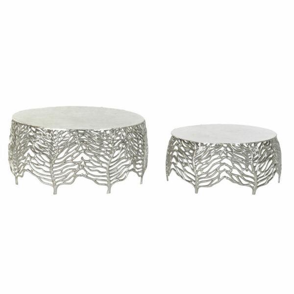 Mesa de apoio DKD Home Decor Alumínio (2 pcs) (52 x 52 x 25 cm) (63.5 x 63.5 x 30.5 cm)