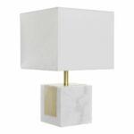 Lâmpada de mesa DKD Home Decor Branco Poliéster Mármore Dourado (26 x 26 x 43 cm)