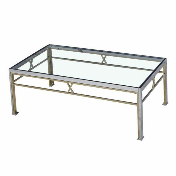 Mesa de apoio DKD Home Decor Cristal Aço Prata (110 x 60 x 40 cm)