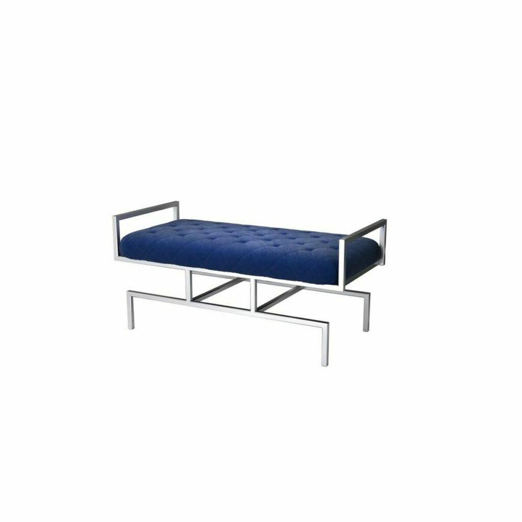 Banqueta DKD Home Decor Azul Poliéster Aço (97 x 44 x 46 cm)