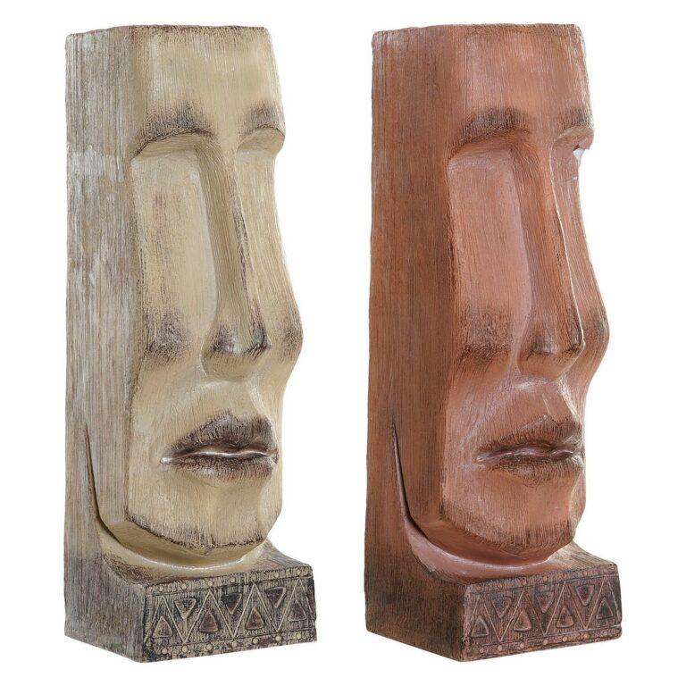 Plantador DKD Home Decor 16 x 17 x 49 cm Face Bege Terracota Resina (2 Unidades)