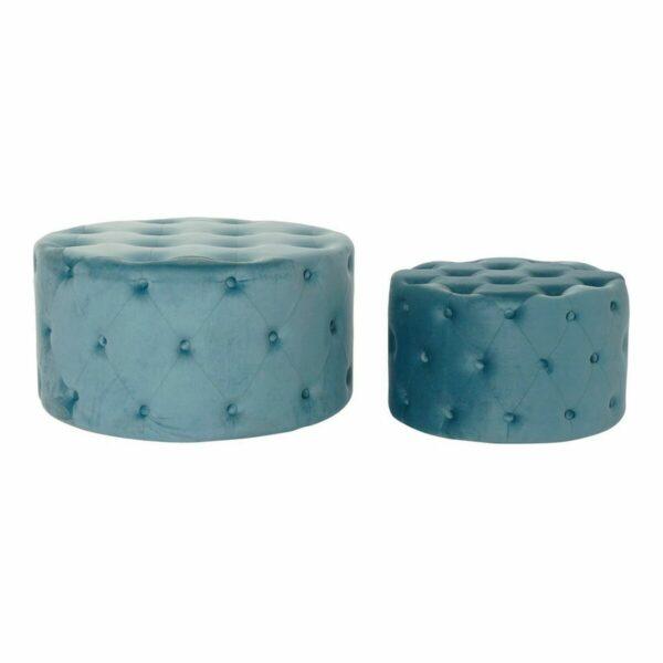 Repousa pés DKD Home Decor Azul Moderno Velvet Madeira MDF (2 pcs)