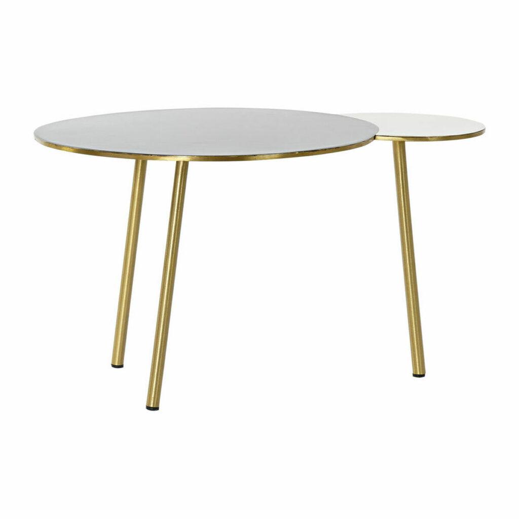 Mesa de apoio DKD Home Decor Preto Dourado Alumínio Branco (67 x 50 x 37 cm)