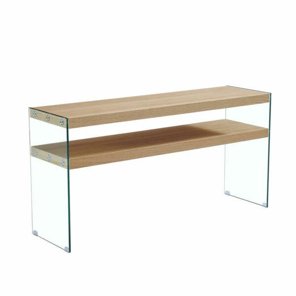 Consola DKD Home Decor Cristal Transparente Marrom claro 160 x 45 x 80 cm Madeira MDF