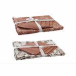 Toalha e guardanapos DKD Home Decor 150 x 150 x 0,5 cm Terracota Branco (2 Unidades)