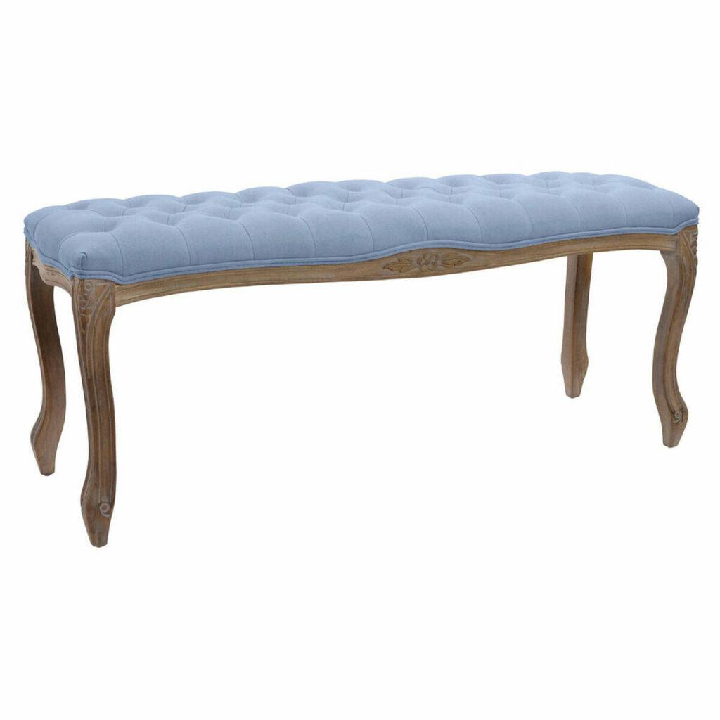 Banqueta DKD Home Decor Azul Poliéster Madeira da borracha Marrom claro (110 x 37 x 48 cm)