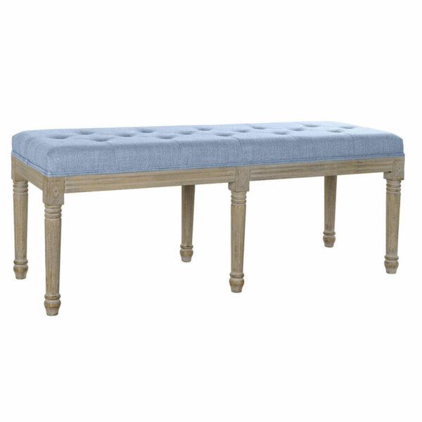 Banqueta DKD Home Decor Azul Poliéster Linho Madeira da borracha (122 x 41 x 48 cm)