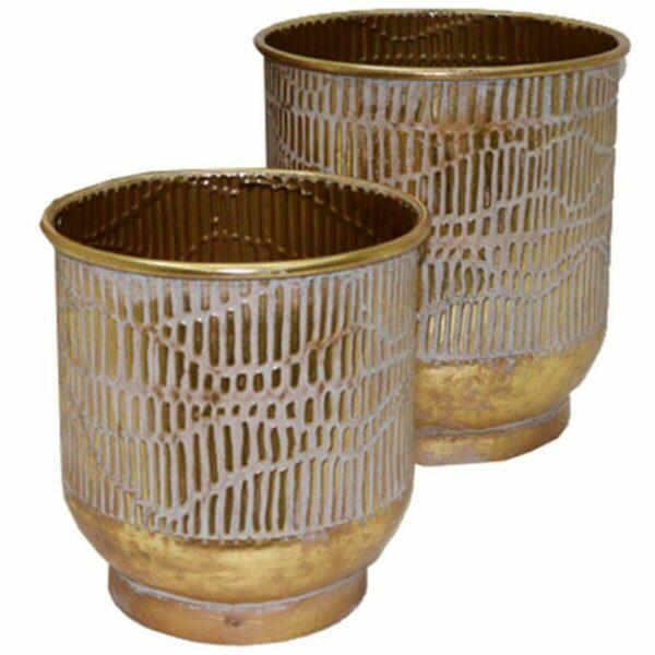 Plantador DKD Home Decor Dourado Metal (2 pcs) (28 x 28 x 30 cm)