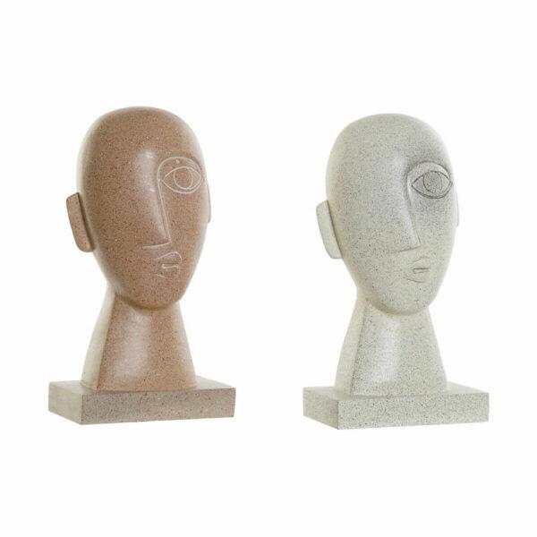 Figura Decorativa DKD Home Decor 14,5 x 10,5 x 27,5 cm Face Bege Terracota (2 Unidades)