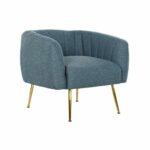 Poltrona DKD Home Decor Espuma Azul Dourado Metal Madeira Poliéster (81 x 75 x 73 cm)