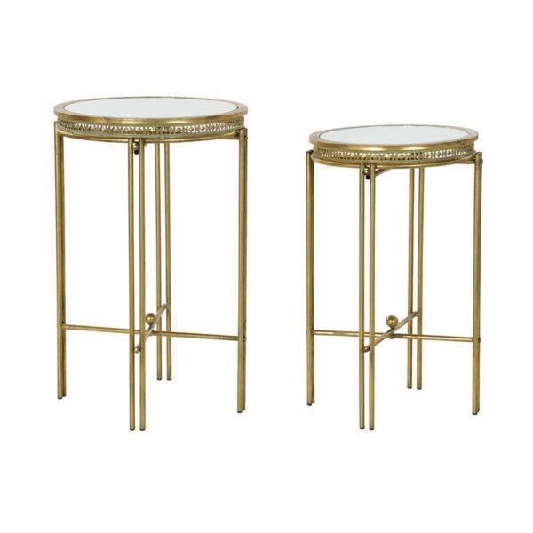 Mesa de apoio DKD Home Decor Espelho Metal Acobreado Claro (39 x 39 x 59 cm) (2 pcs)