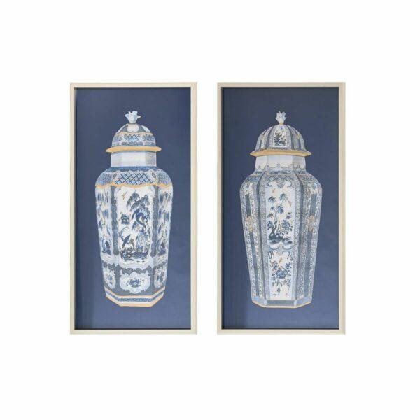 Pintura DKD Home Decor 53,5 x 3 x 103,8 cm Vaso Oriental (2 Unidades)