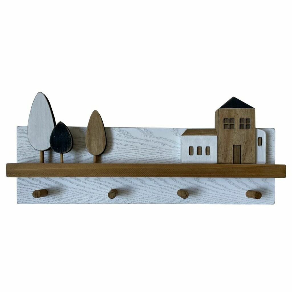 Bengaleiro de parede DKD Home Decor 40 x 4 x 17 cm Madeira Casas Urbana