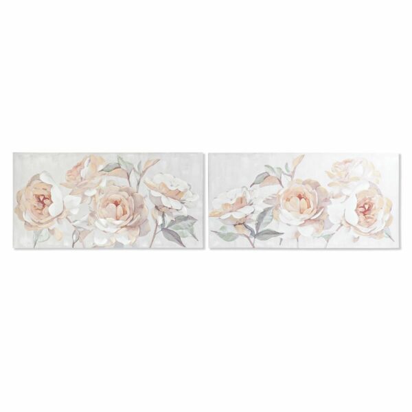 Pintura DKD Home Decor 120 x 3 x 60 cm Bloemen Shabby Chic (2 Unidades)