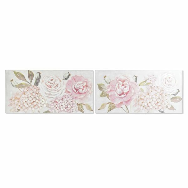 Pintura DKD Home Decor 120 x 3 x 60 cm Bloemen Shabby Chic (2 Unidades)