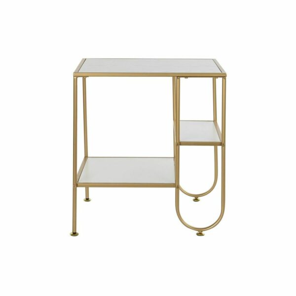 Mesa de apoio DKD Home Decor Dourado Metal MDF Branco (50 x 40 x 55,5 cm)