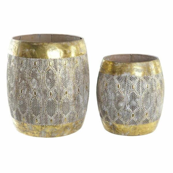 Conjunto de 2 mesas pequenas DKD Home Decor Dourado Metal Árabe (2 pcs) (2 Unidades) (38 x 38 x 42 cm)