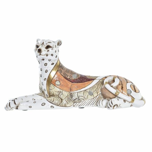 Figura Decorativa DKD Home Decor 24 x 10 x 12 cm Laranja Branco Leopardo Colonial