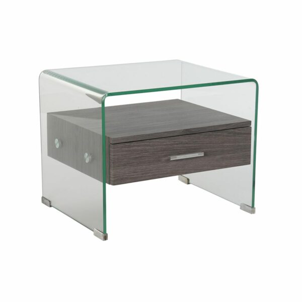 Mesa de Cabeceira DKD Home Decor Madeira Catanho escuro Cristal (50 x 40 x 45,5 cm)