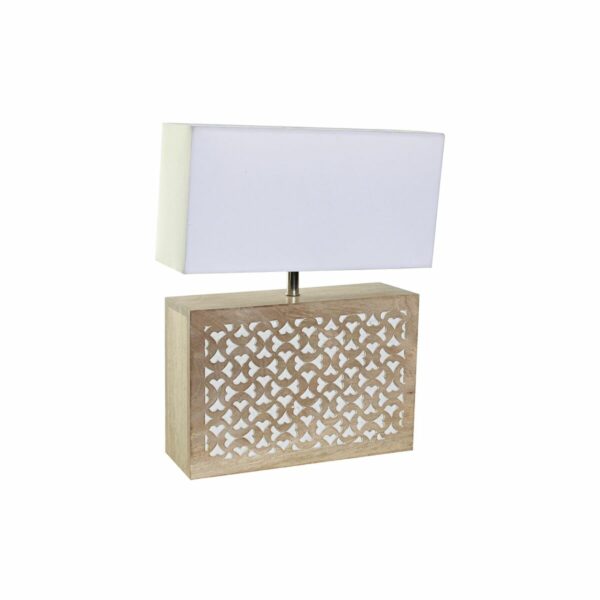 Lâmpada de mesa DKD Home Decor Castanho Poliéster Branco Madeira de mangueira 50 W (33 x 12 x 41 cm)