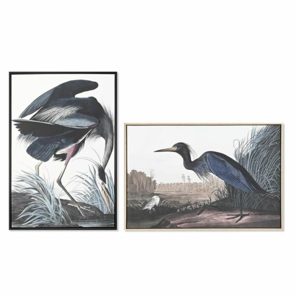 Pintura DKD Home Decor 63 x 4 x 93 cm Vogel Oriental (2 Unidades)