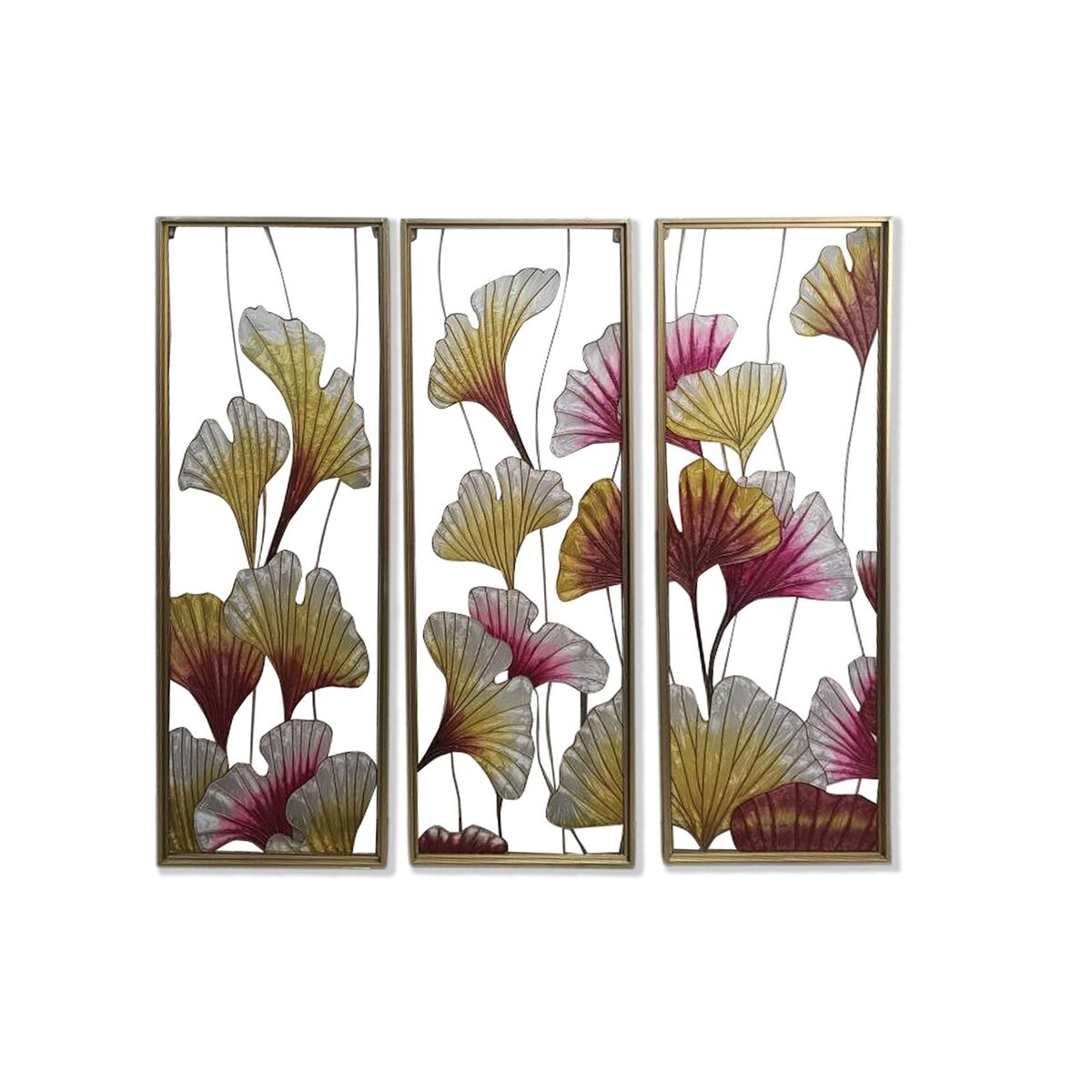 Tela DKD Home Decor 3 Peças Tropical Folha de planta (122 x 3 x 122 cm)