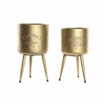 Conjunto de vasos DKD Home Decor 25,5 x 25,5 x 44 cm Metal (2 Unidades)