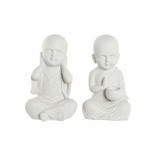 Figura Decorativa DKD Home Decor 25,5 x 19 x 39 cm Branco Monge Oriental (2 Unidades)