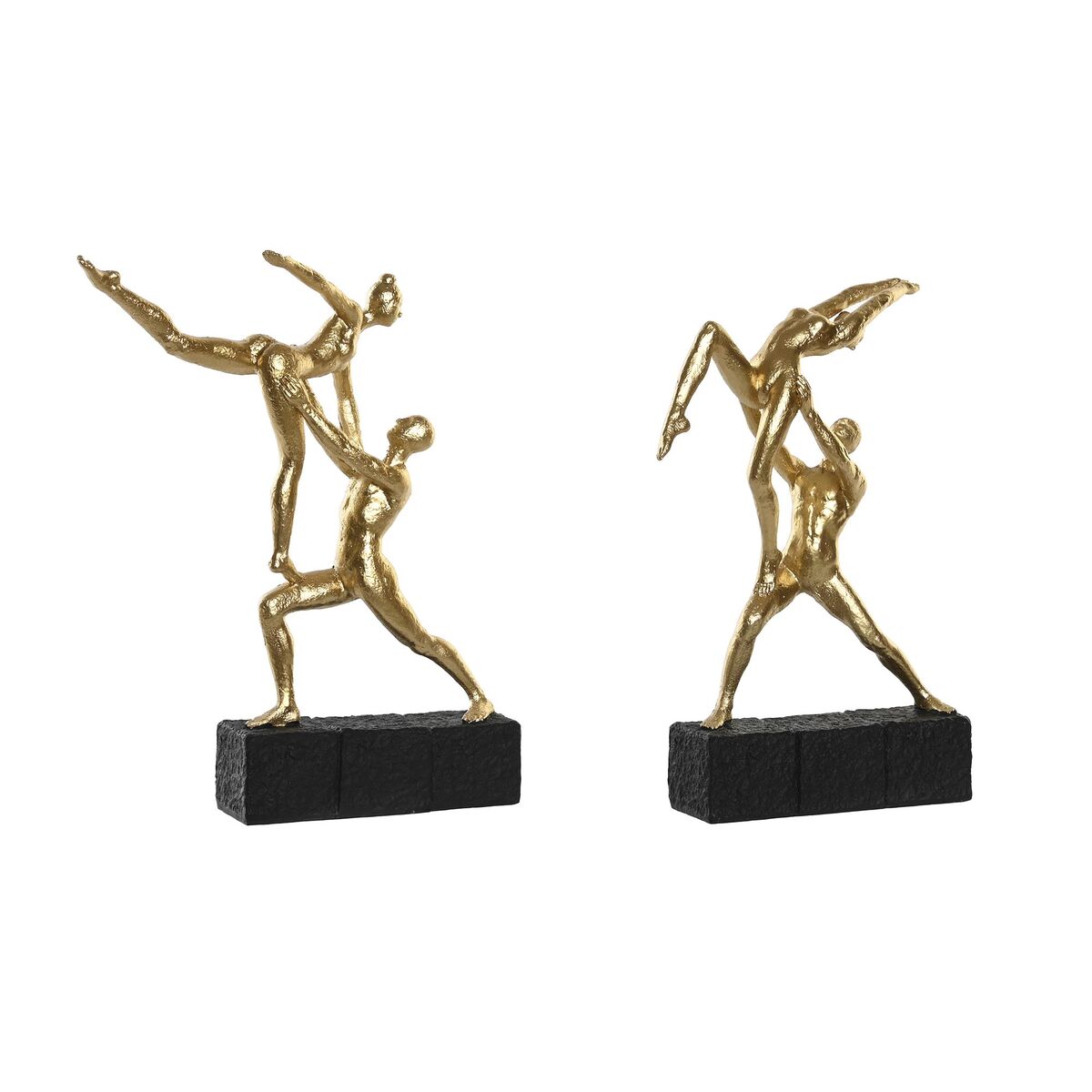 Figura Decorativa DKD Home Decor 21 x 5,5 x 25,5 cm Preto Dourado Ginasta (2 Unidades)