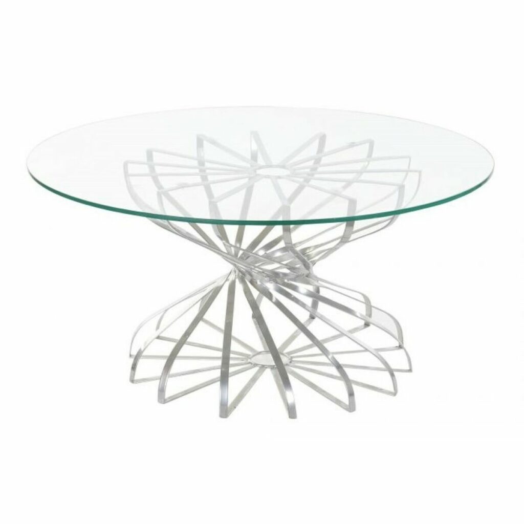 Mesa de Jantar DKD Home Decor Prateado Cristal Ferro (81 x 81 x 38 cm)