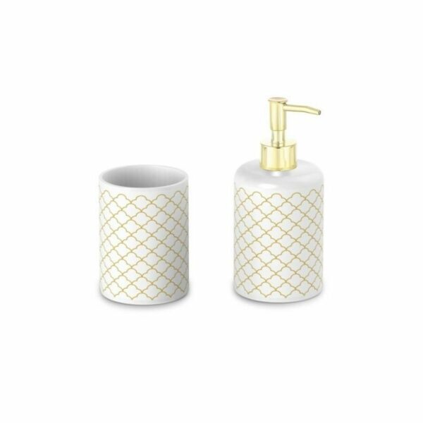 Conjunto de Banho DKD Home Decor 8 x 7 x 17,5 cm Dourado Branco Dolomite